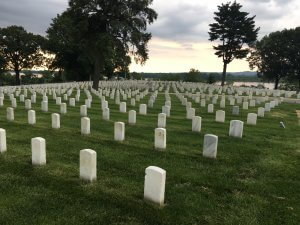 Rows of tombstones at Jefferson Barracks National Cemetery established soon after the Civil War in St. Louis, Missouri on the banks of the Mississippi River.