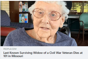 Last known Widow of Civil War Veteran - People Magazine - VetAssist