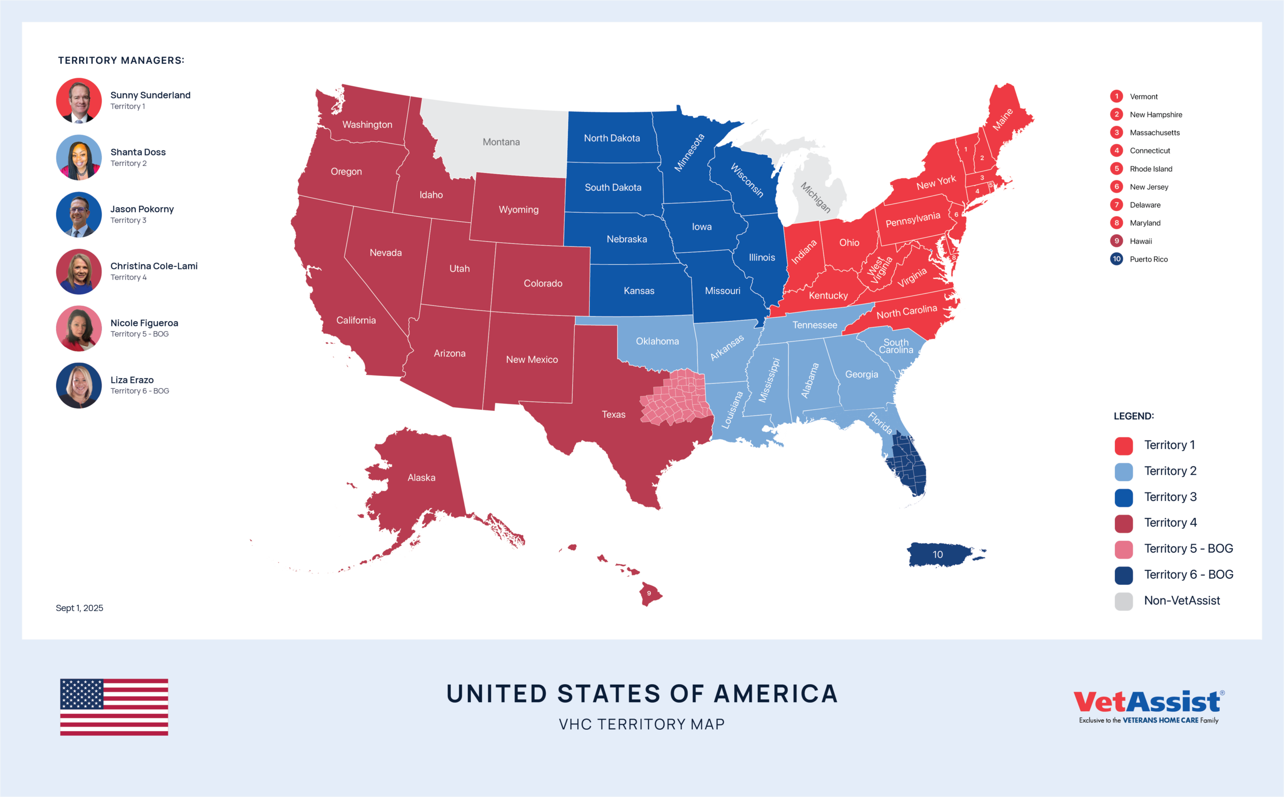 Veterans Home Care territory map
