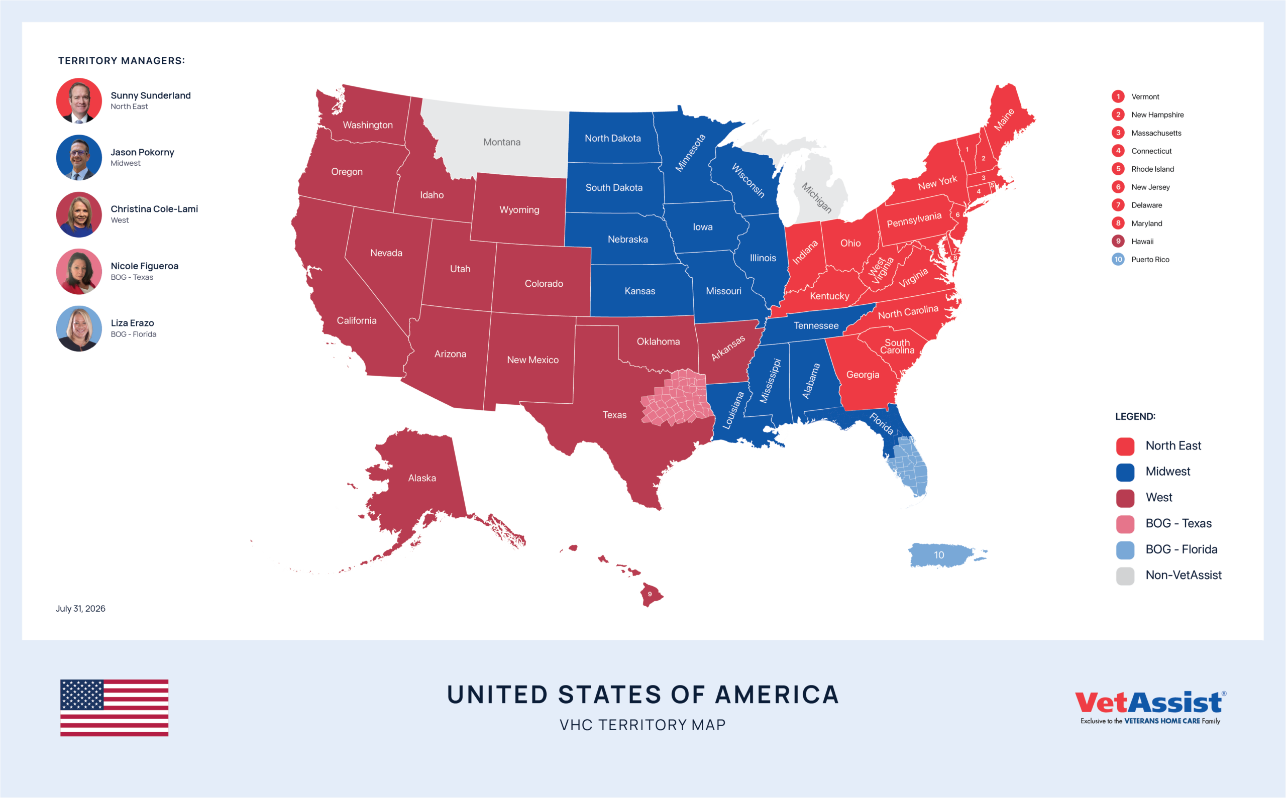 Veterans Home Care territory map